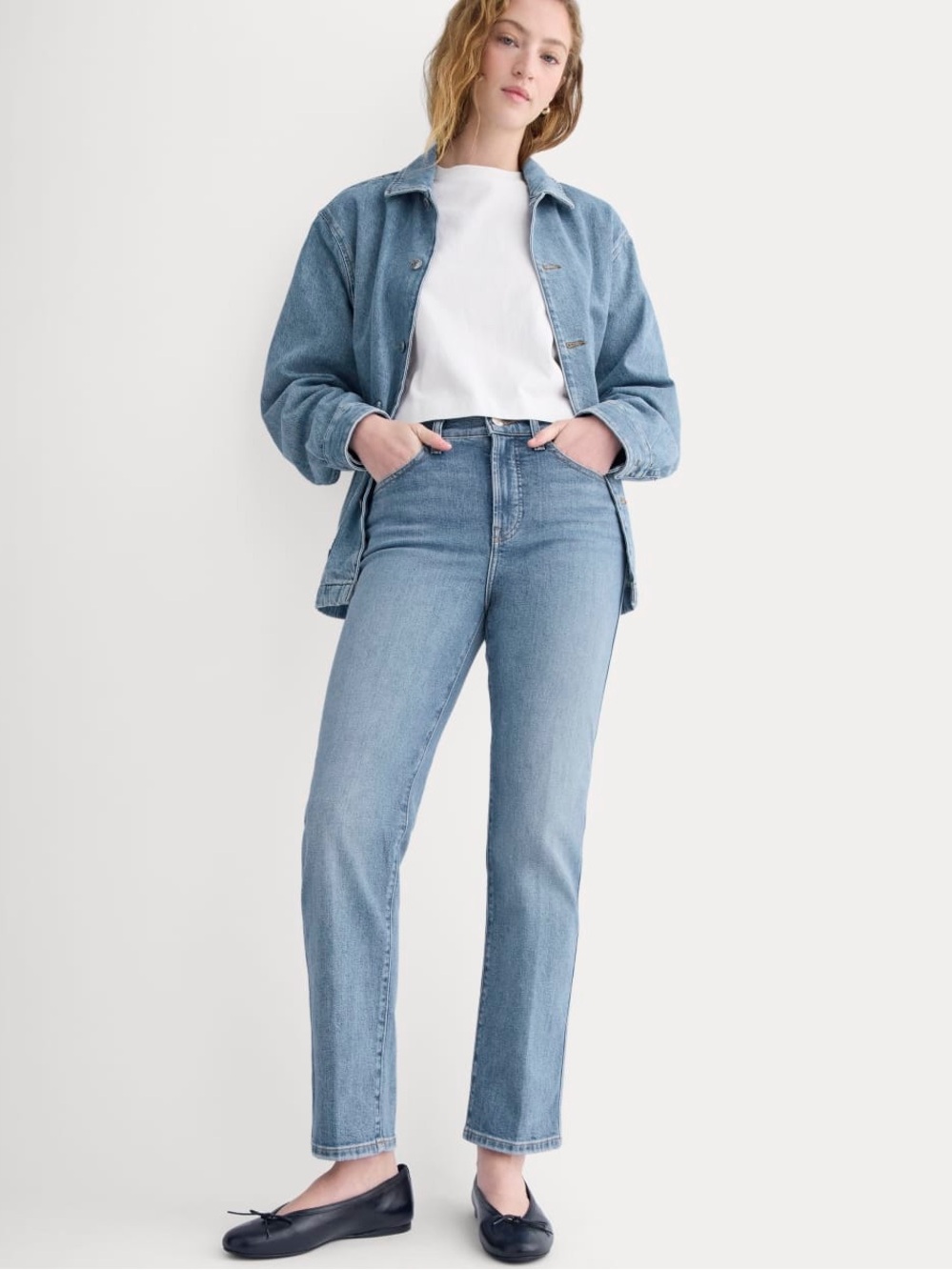 New Everlane HIGH-RISE CIGARETTE JEAN Medium Blue 26 Sleek Polished Minimalist